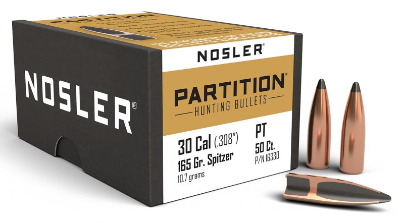 Nosler 16330 Partition Hunting 30 Cal .308 165 gr Spitzer 50 Per Box