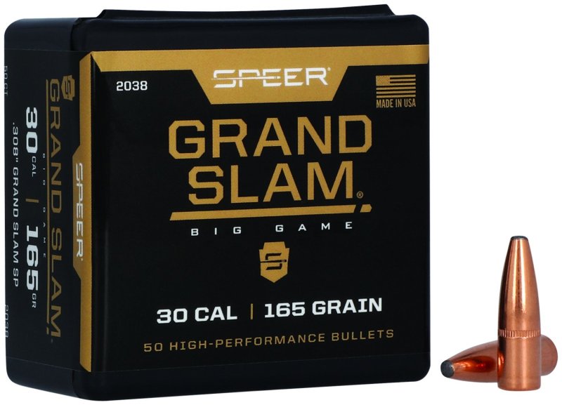 Speer Grand Slam 2038 30 Caliber 165gr Soft Point Bullets 50/Box