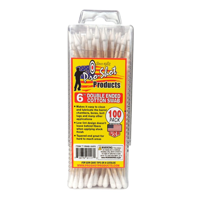 Pro-Shot Cotton Cleaning Swab Double Ended 6" Cotton 100 Ct