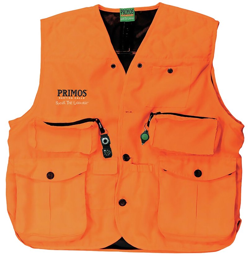 Primos 65702 Gunhunter's Vest Large Blaze Orange Waterproof Capacity 2
