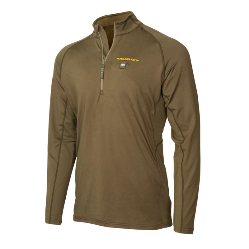 Muddy MUD-HT-QZ-CL-XL Nucleus Heated Quarter Zip Shirt Brown Clay XL