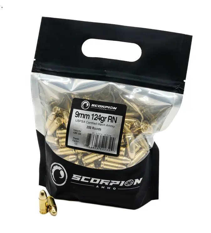 SCORPION AMO 9mm 124gr TMC RN USPSA Match 200-Rounds