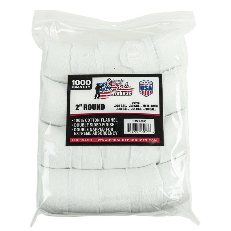 Pro-Shot Products 2-1000 2in Round Patches .270-.38 Cal 1000 Count