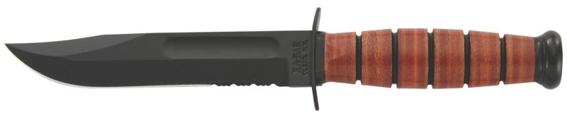 KA-BAR 1252 USMC Short Knife 5.25 In 1095 Cro-Van Leather Handle Sheath