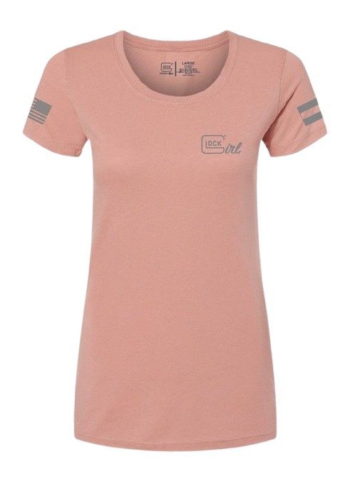 Glock GIRL FLAG TEE L Pink Short Sleeve Cotton Flag Graphic AP96364