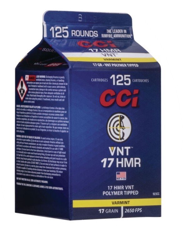 C.C.I. 923CC 17 HMR 17gr VNT Rimfire Ammo 125rd Box