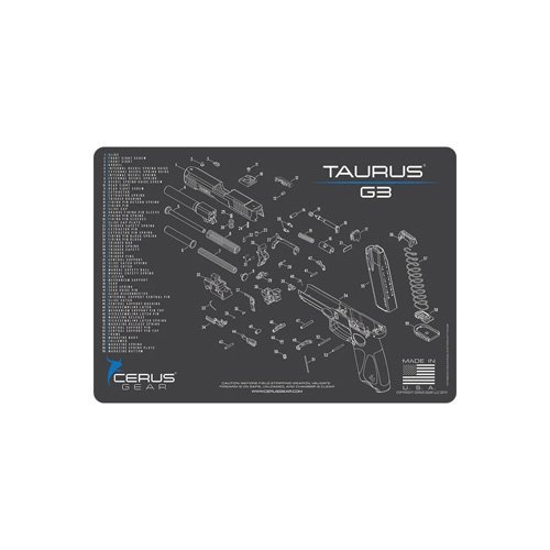 Cerus Gear Taurus G3 Schematic Handgun Mat 12x17 Charcoal Gray Non-Slip