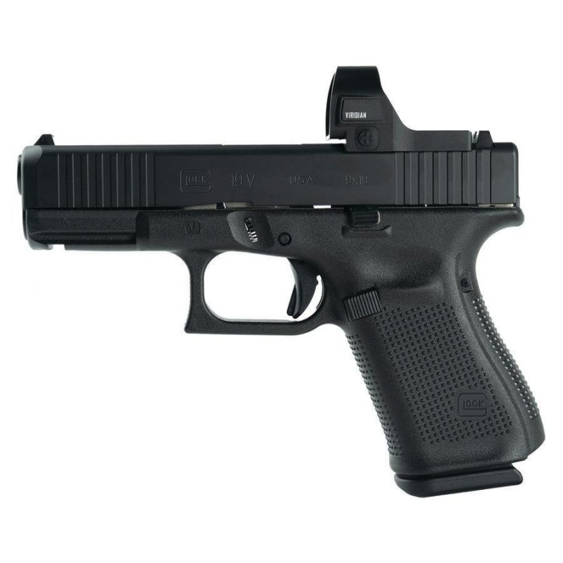Glock V-Series Model 19 Handgun 9mm Luger 15rd Magazines (3) 4.02 Barrel Black Viridian RFX35 Green Dot US Made