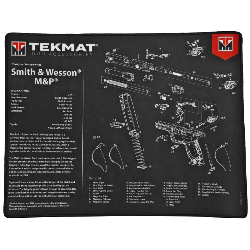 TekMat S&W M&P Ultra 20 1" 15x20 - Stitched Edge, Oil & Water-Resistant