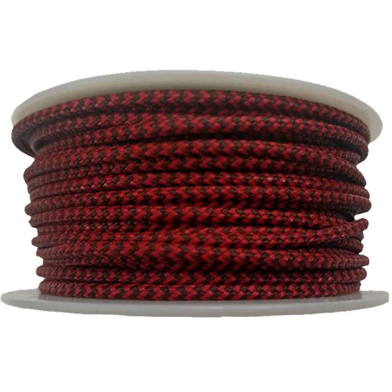 Stiff Braided Polyester D-Loop Material - Red/Black 1m