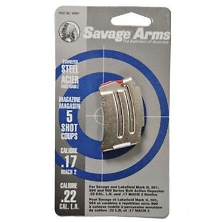 Savage Arms 90007 MKII Stainless Detachable 5rd for 22 LR, 17 Mach 2