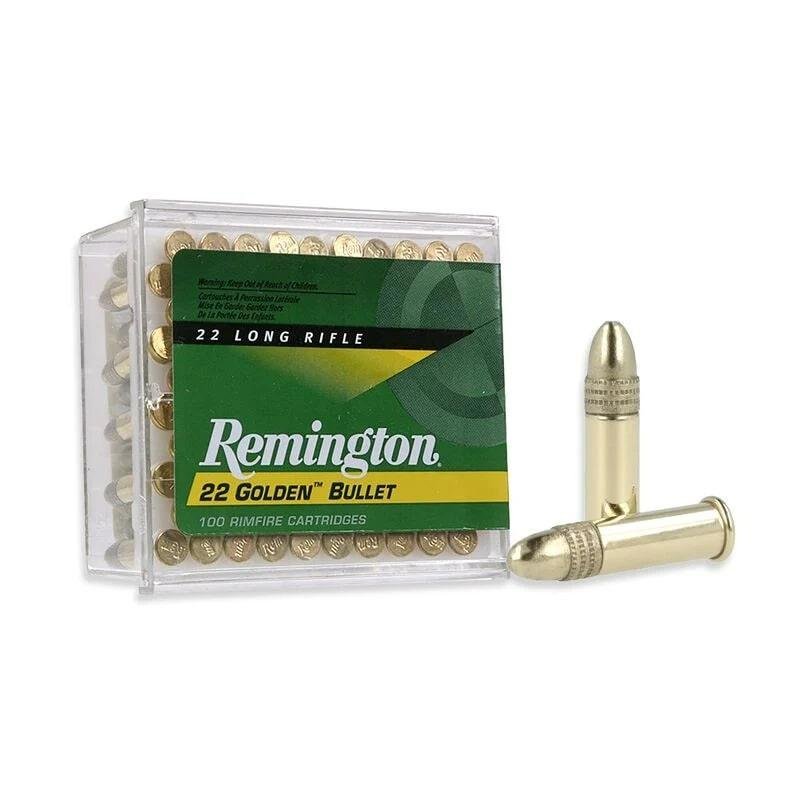 Remington Golden Bullet 22LR, 40gr Plated Lead Round Nose, High Velocity, 100 Rounds, Item 1500