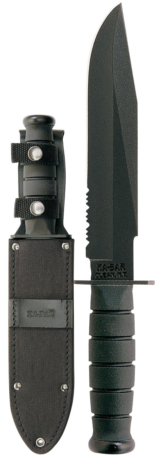 Ka-Bar 1271 Fighter 8 In Part Serrated 1095 Cro-Van Blade with Sheath