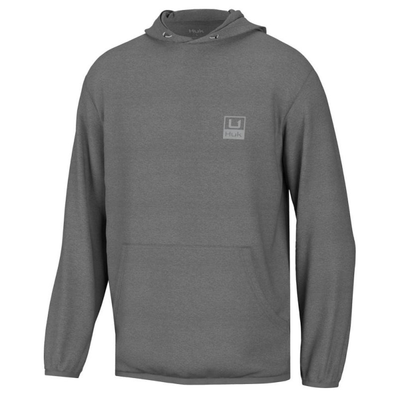 Huk H1300093-015 Huk'd Up Fleece Hoodie Volcanic Ash Heather 2XL