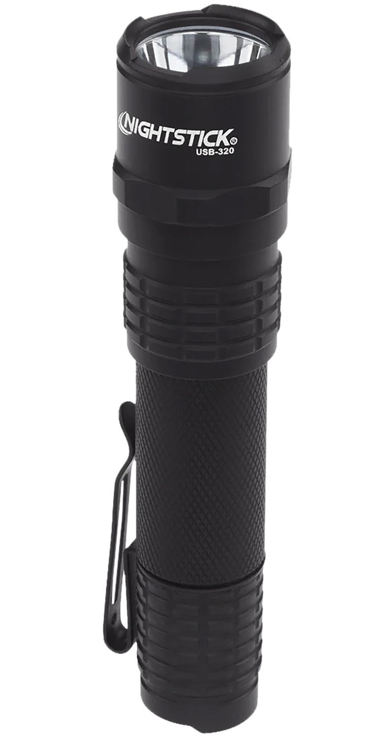 Nightstick USB320 Tactical Black Anodized Hardcoat Aluminum White Cree LED Flashlight 320 Lumens 111 Meters Range