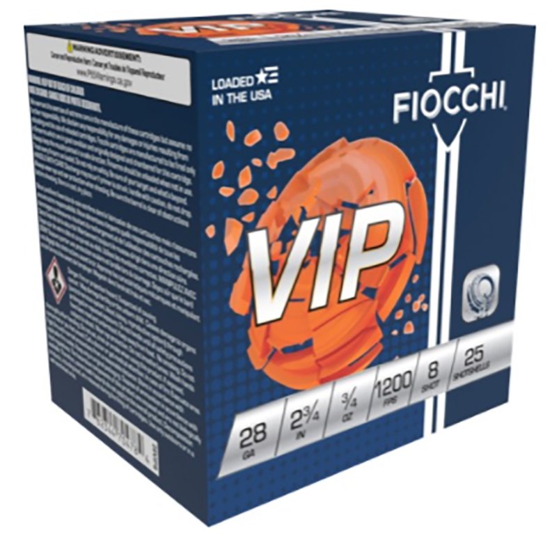 Fiocchi 28VIP8 28 Gauge Shotshells 250 Rounds 2 3/4" #8 Lead 1200FPS