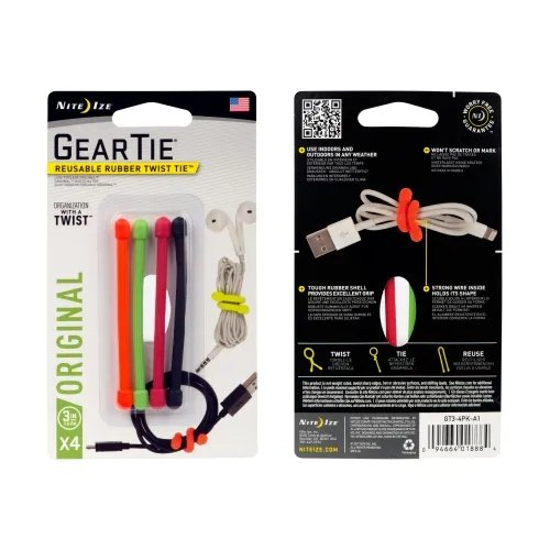 Gear Tie Reusable Rubber Twist Tie (UPC 018884)