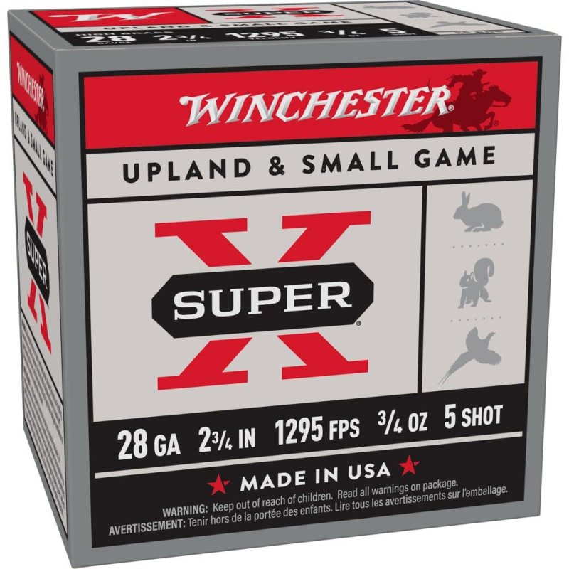 Winchester Ammo X285 Super X Heavy Game Load High Brass 28 Gauge 2.75" 3/4 oz 1295 fps 5 Shot 25 Bx/10 Cs