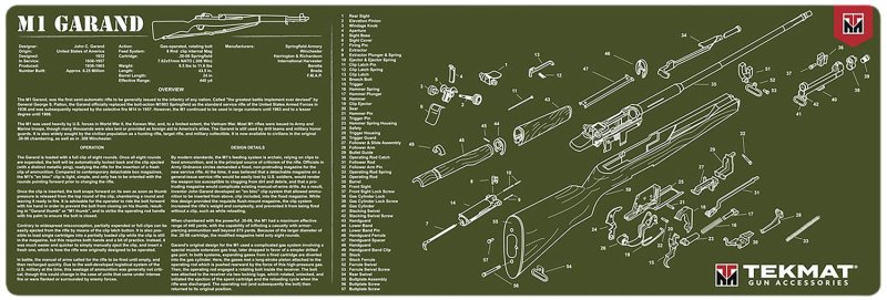 TekMat TEKR36M1GARAND-OD M1 Garand Cleaning Mat OD Green 12"x36" Rubber