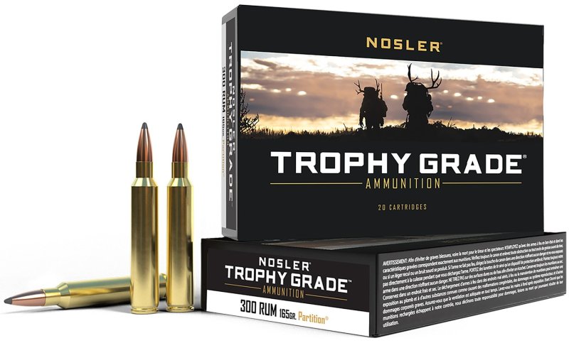 Nosler 60064 Trophy Grade 300RUM 165gr Spitzer Partition 20 Per Box/10 Case