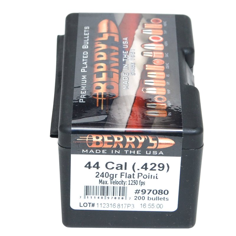 Berry's 97080 .44 Cal 240gr Flat Point Bullets 200/Box