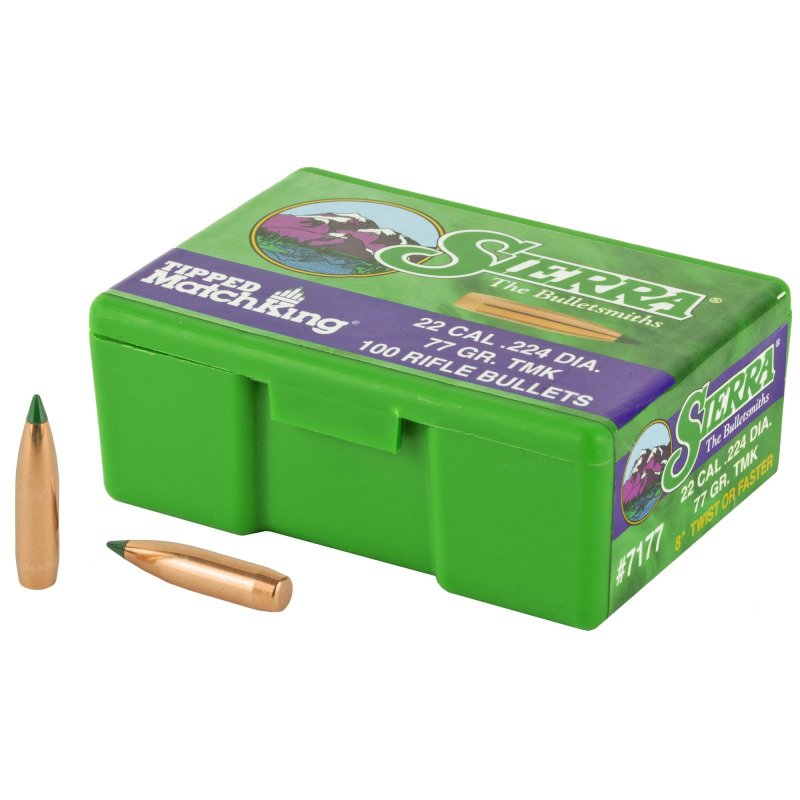 Sierra Bullets Tipped MatchKing .224 77 Grain 100 Count