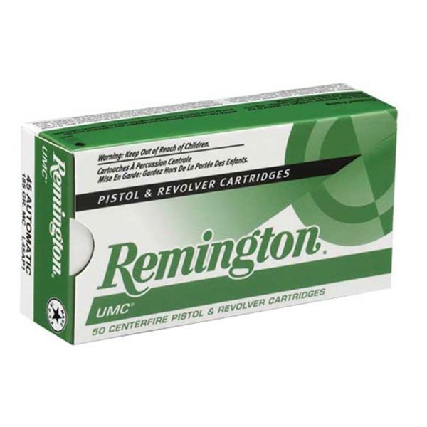 Remington Ammunition 23818 UMC Target 45 ACP 185 gr Full Metal Jacket (FMJ) 50 Per Box