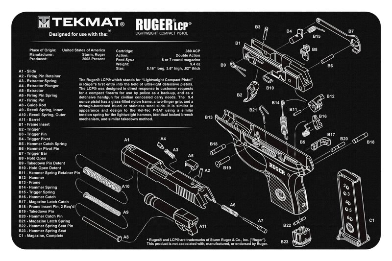 TekMat Gun Cleaning Mat 11x17 Ruger LCP