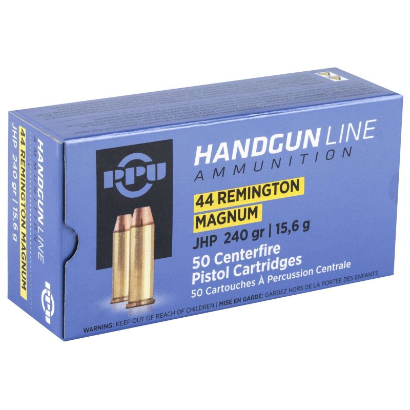 PPU PPH44MH Handgun 44RemMag 240gr Jacketed Hollow Point 50 Per Box/10 Case