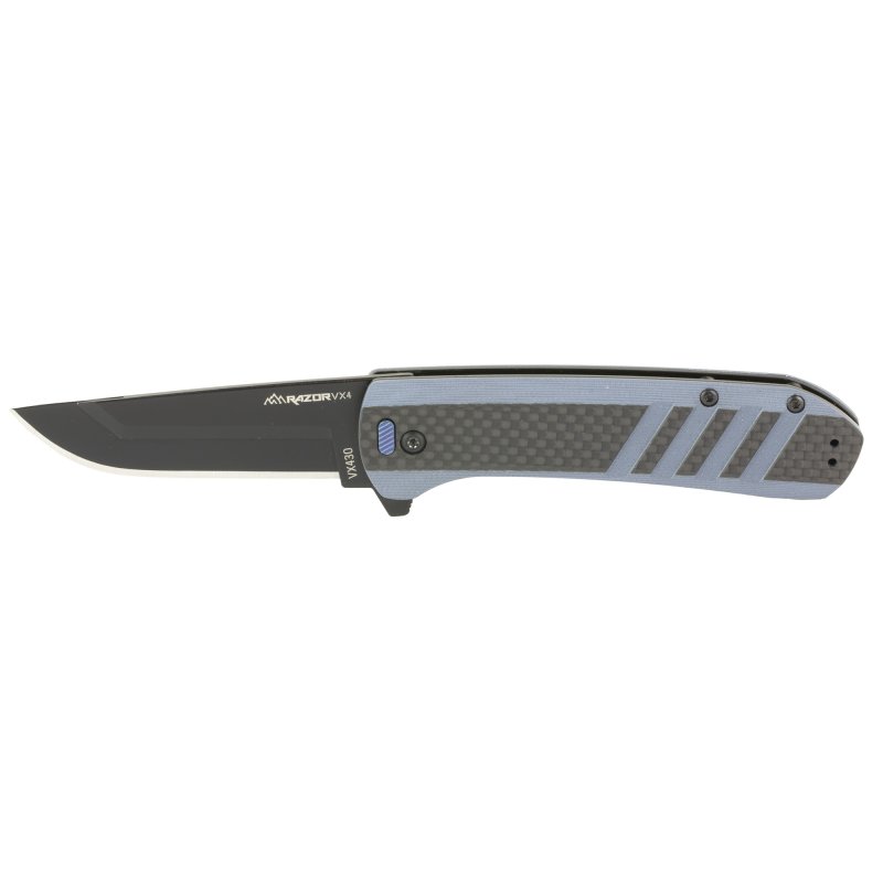 Outdoor Edge VX430C-C Razor VX4 3.0" Carbon Blue G10 Handle Knife
