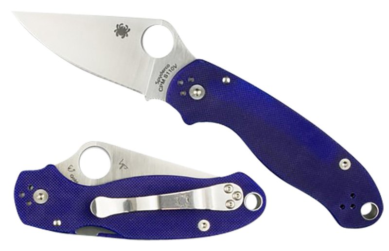Spyderco C223GPDBL Para 3 Satin 3" Plain Edge Dark Blue G-10 CPM S110V