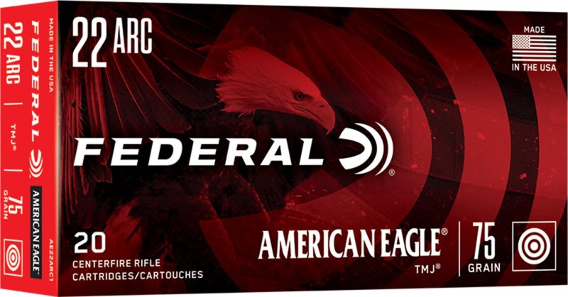 Federal American Eagle 22 ARC 75 Grain Total Metal Jacket 20 Round Box