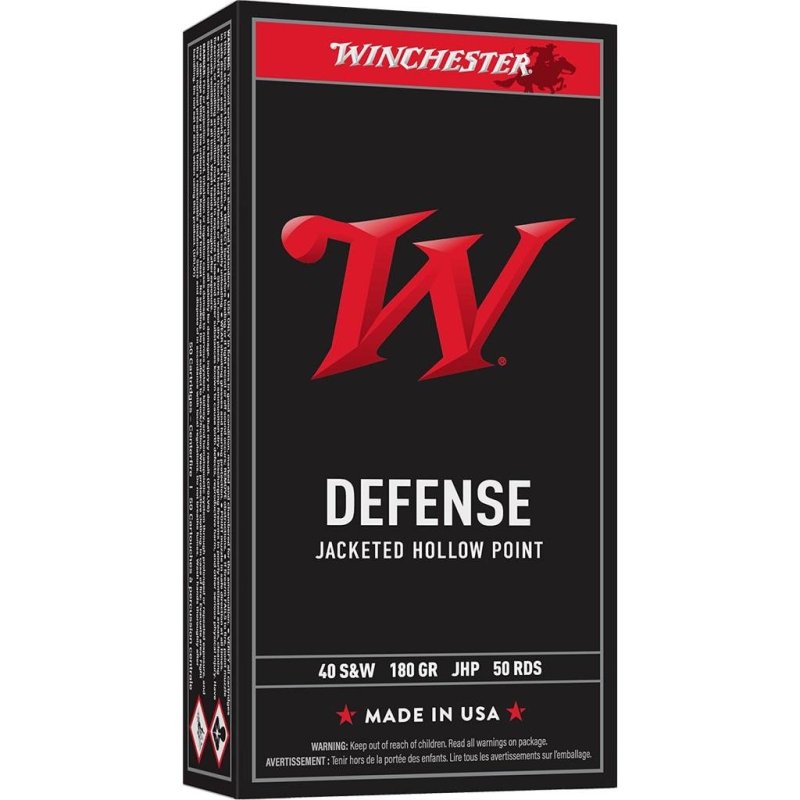 Winchester USA40JHP 40 S&W 180 Grain Jacketed Hollow Point 50 Rounds