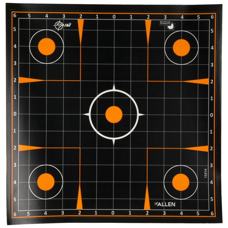 Allen EZ Aim Splash Sight-In Target 12"x12" 10 Pack - Orange/Black