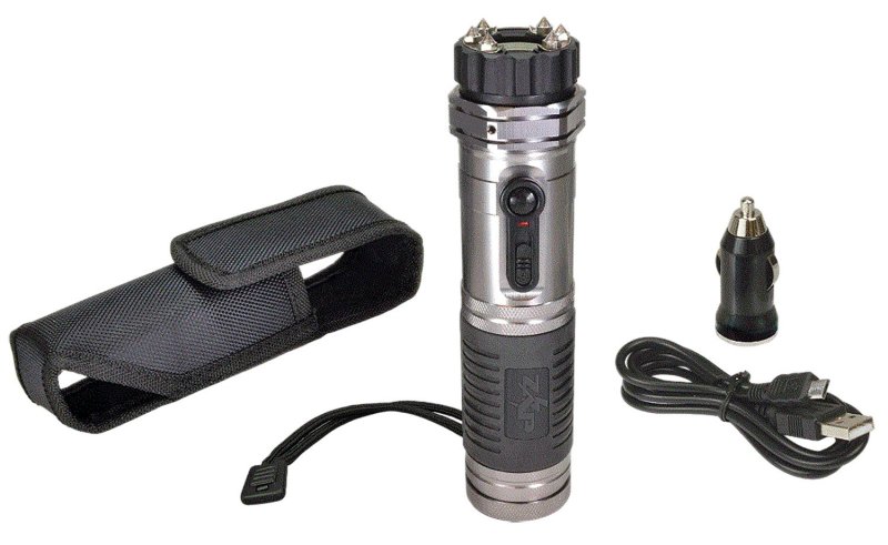 PSPI ZAPL 1,000,000V Silver Rechargeable Stun Flashlight