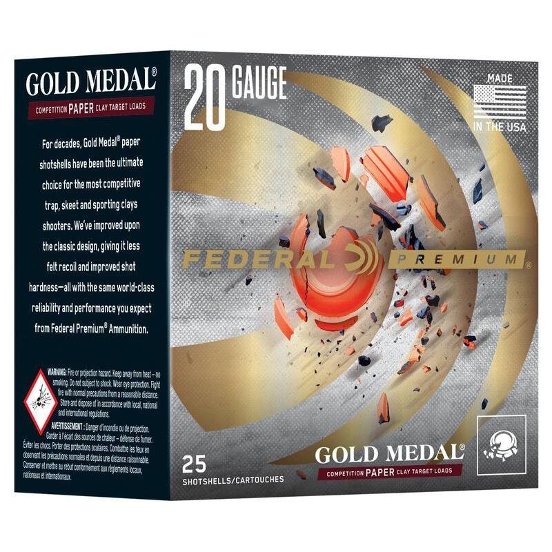 Federal GMT22475 Gold Medal 20GA 2.75" 7/8oz #7.5 Shot 25 Rounds