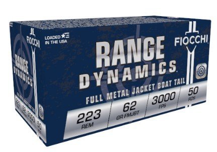 Fiocchi 223C Range Dynamics 223Rem 62gr Full Metal Jacket Boat Tail 50...