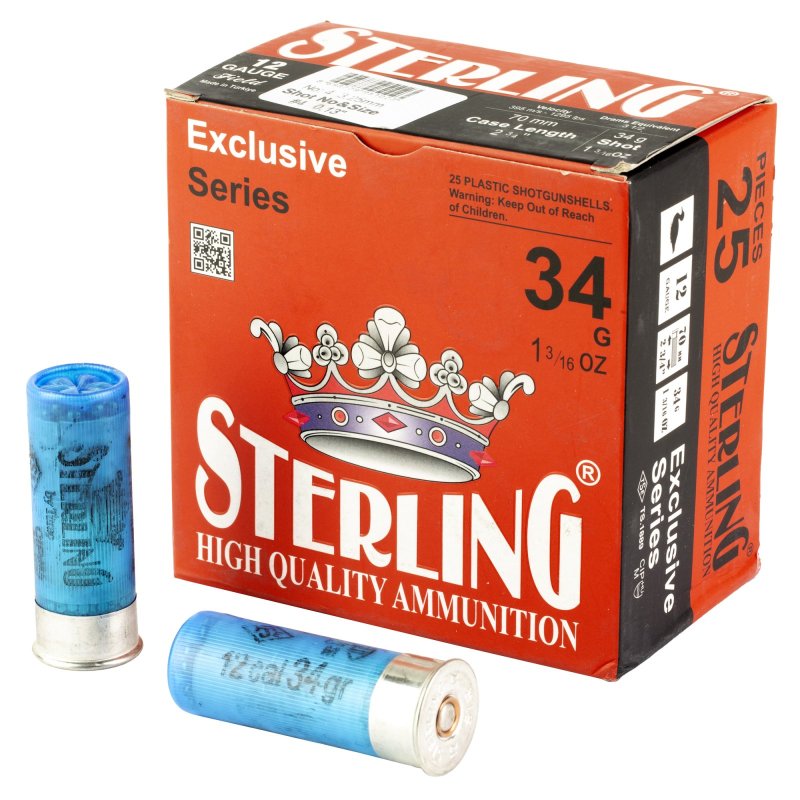 Sterling 12 Gauge 2.75" #4 Shot 1-3/16 oz Shells 25 Rounds