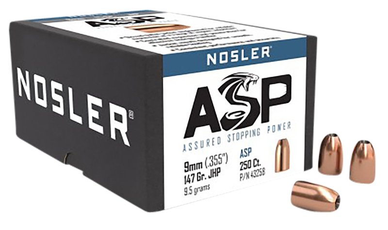 Nosler 43258 9mm .355 147gr JHP Bullets 250 Count