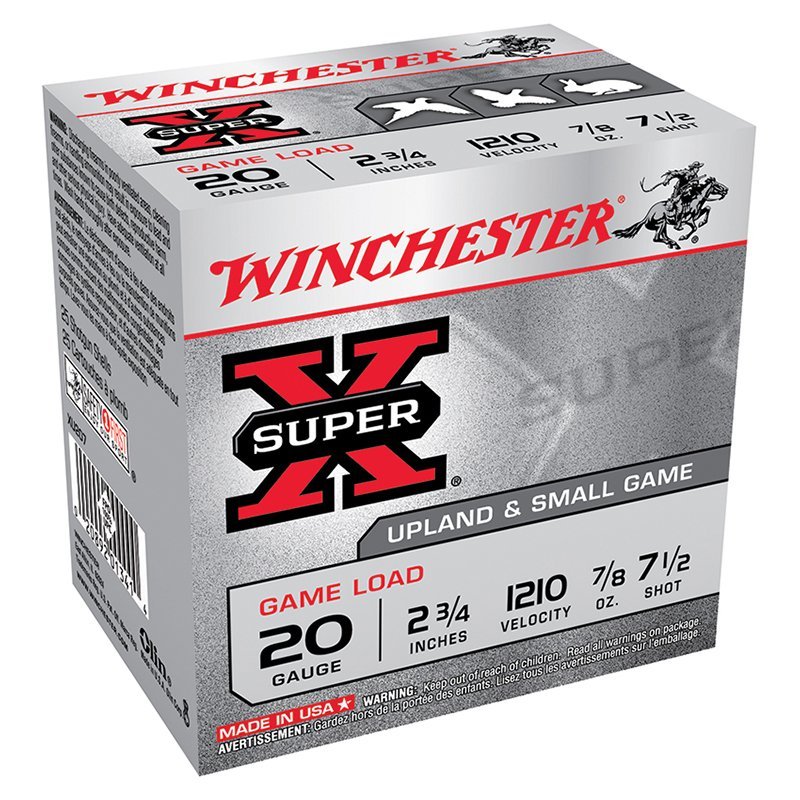 Winchester Super-X 20GA 2.75" 1210FPS 7/8OZ #7.5 250RD Case