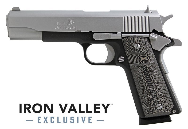 Iver Johnson 1911A1-T/T9 9MM 5.00In 9rd Two-Tone Bl/Chrome Walnut