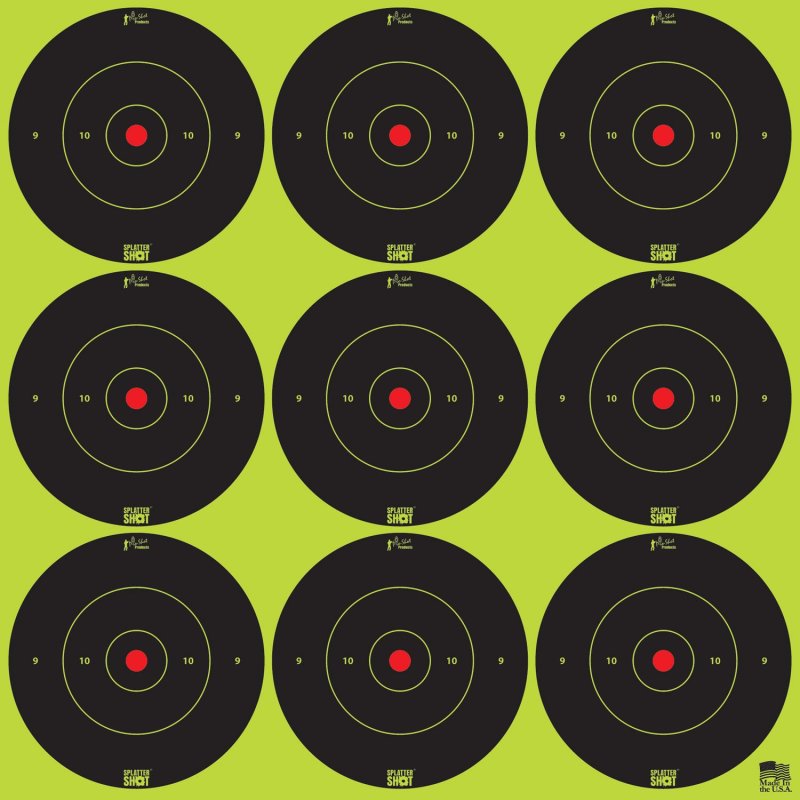 Pro-Shot 2 SplatterShot Green Bullseye Targets Peel and Stick 108/ct