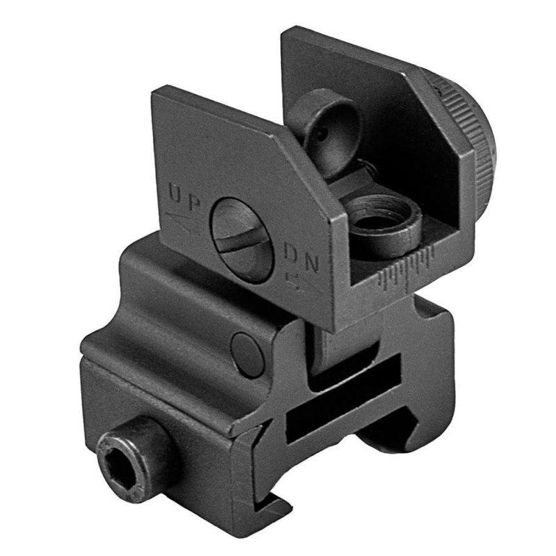 NcStar MARFLR AR Flip-Up Rear Sight Black Aluminum/Steel Picatinny Rail