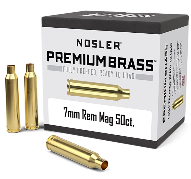Nosler 10185 7mm Rem Mag Unprimed Brass 50 Count Made in USA