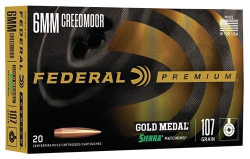 Federal Premium GM6CRDM1 6mm Creedmoor 107 Grain BTHP 20 Rounds Brass