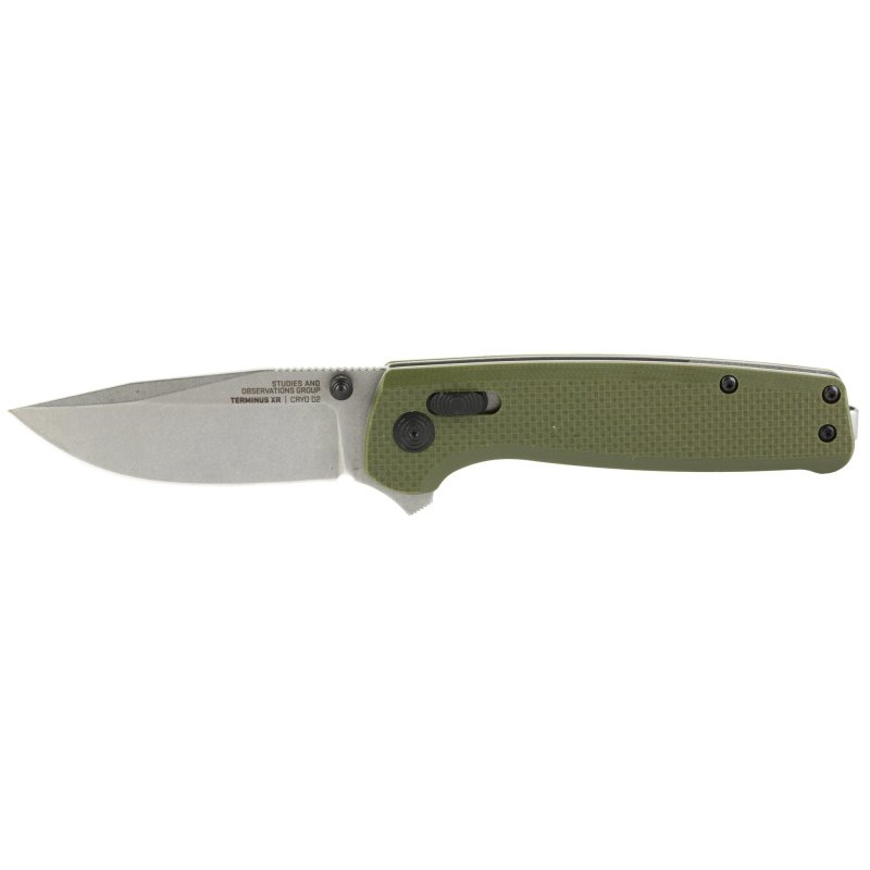 SOG Terminus XR Olive Drab G10 2.95 In D2 Plain Edge Folding Knife