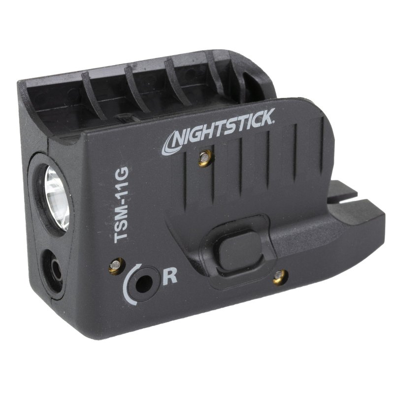 Nightstick TSM11G Subcompact Tactical Weapon Light w/Laser for Glock 42/43/43X/48 Handgun 150 Lumens White LED 104 Meters Beam Black Polymer