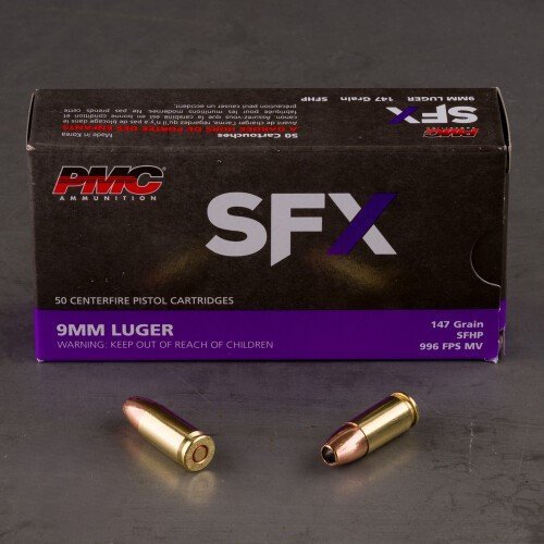 PMC SFX 9mm 147 Grain SFHP 50 Round Box Non-Corrosive Brass Casing