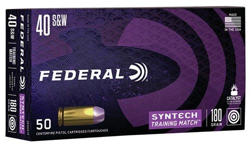 Federal AE40SJ2 Syntech Training Match 40 S&W 180 Grain, TSJ Flat Nose, 50 Rounds Centerfire Pistol Ammunition