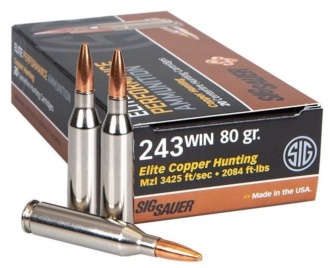 Sig Sauer E243H1-20 Elite .243 Win 80GR Copper 20RDS Hunting Ammo